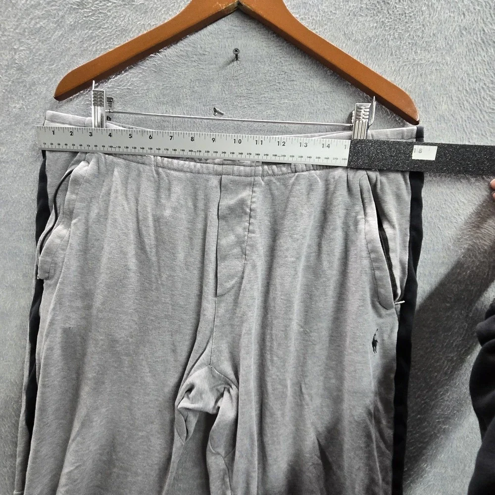 Polo‎ Ralph Lauren Men Pants L Gray Embroidered Sweatpants Jogger Zipper 25